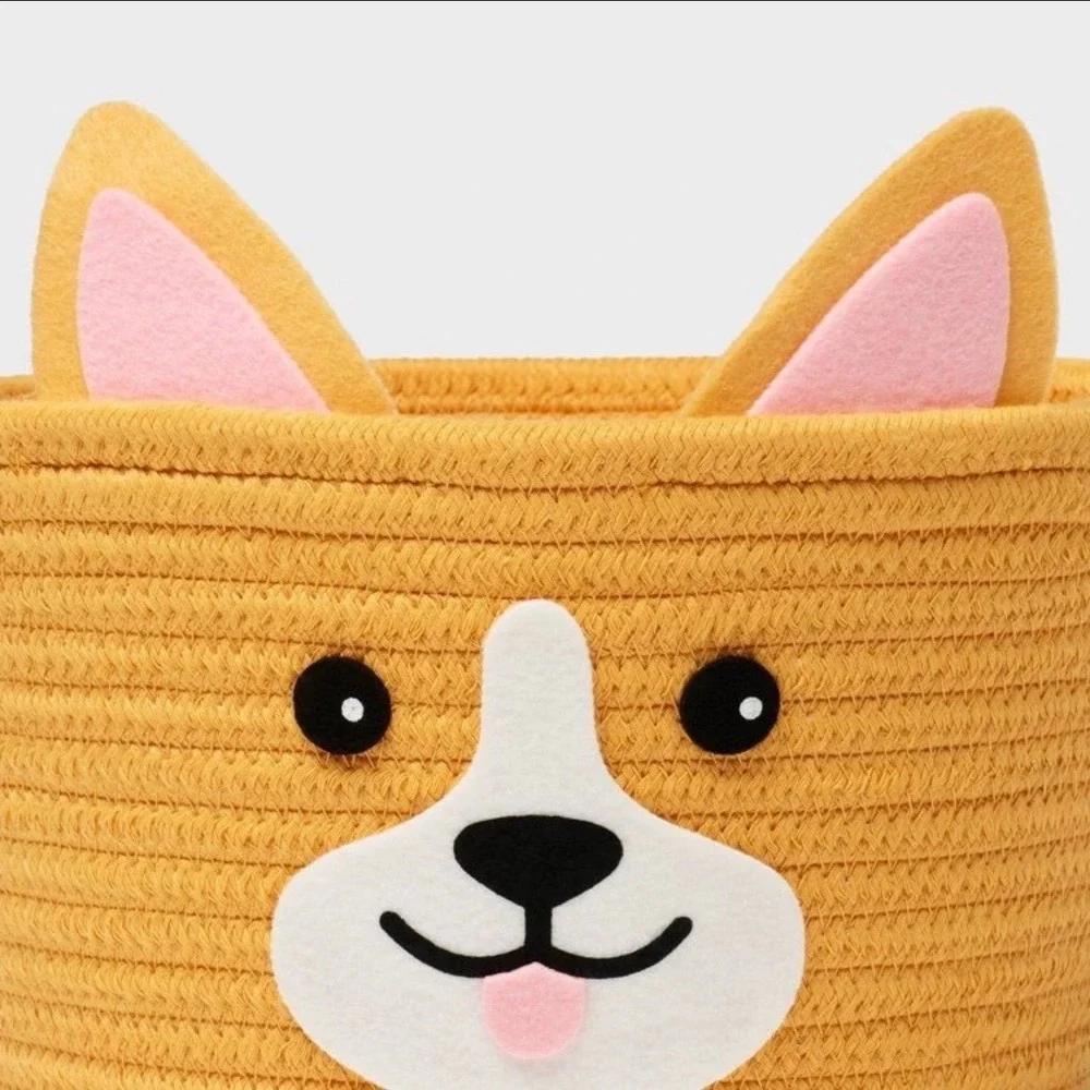 Spritz‎ Easter Corgi Rope Basket Dark Yellow Dog Animal Nursery Storage New